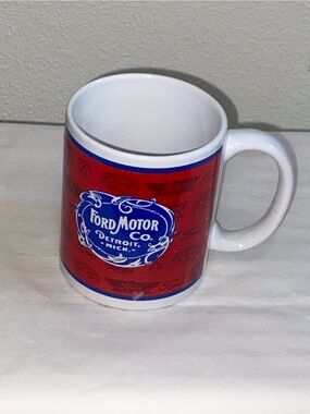 Vintage Collectable Ford Motor Co. Red Ceramic Coffee Mug